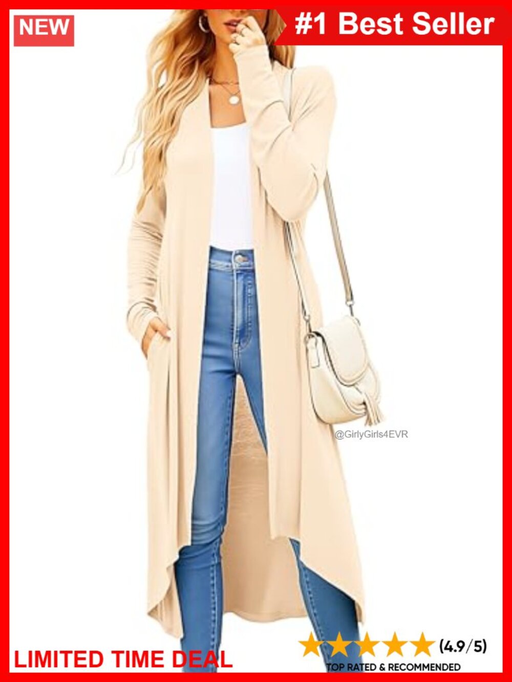 Lightweight Long Sleeve Open Front Duster Cardigan with Pockets